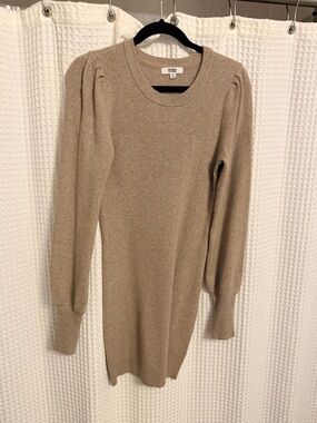 BB Dakota by Steve Madden Ribbed Knit Sweater Dress in Beige